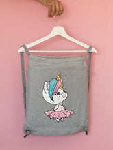Cargar imagen en el visor de la galería, Mochila gris de algodón unicornio Aduchis bailarina
