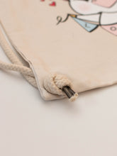 Cargar imagen en el visor de la galería, Mochila beige de algodón unicornio Aduchis love