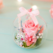 Cargar imagen en el visor de la galería, Rosa preservada bola 10 cm "Yo amo a mi dragón"