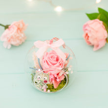 Cargar imagen en el visor de la galería, Rosa preservada bola 10 cm "Yo amo a mi dragón"