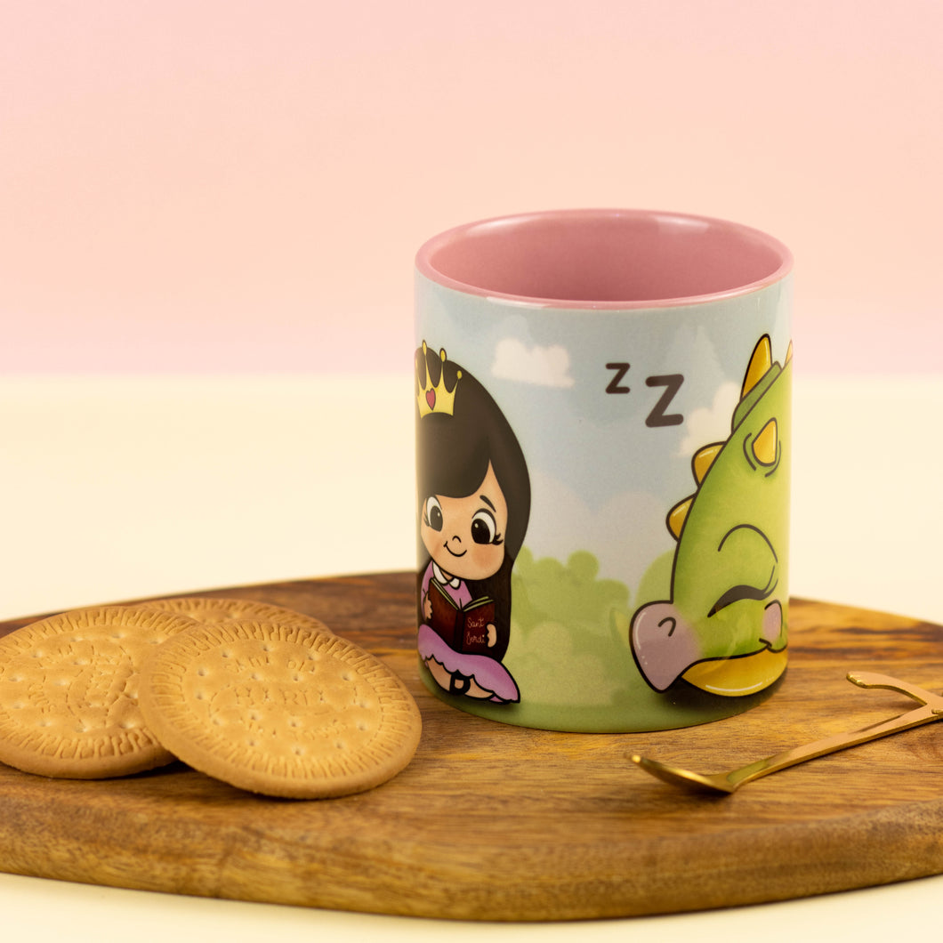 Taza Dragón, princesa leyendo