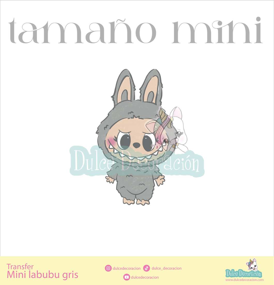 Mini labubu gris (TAMAÑO PEQUEÑO)