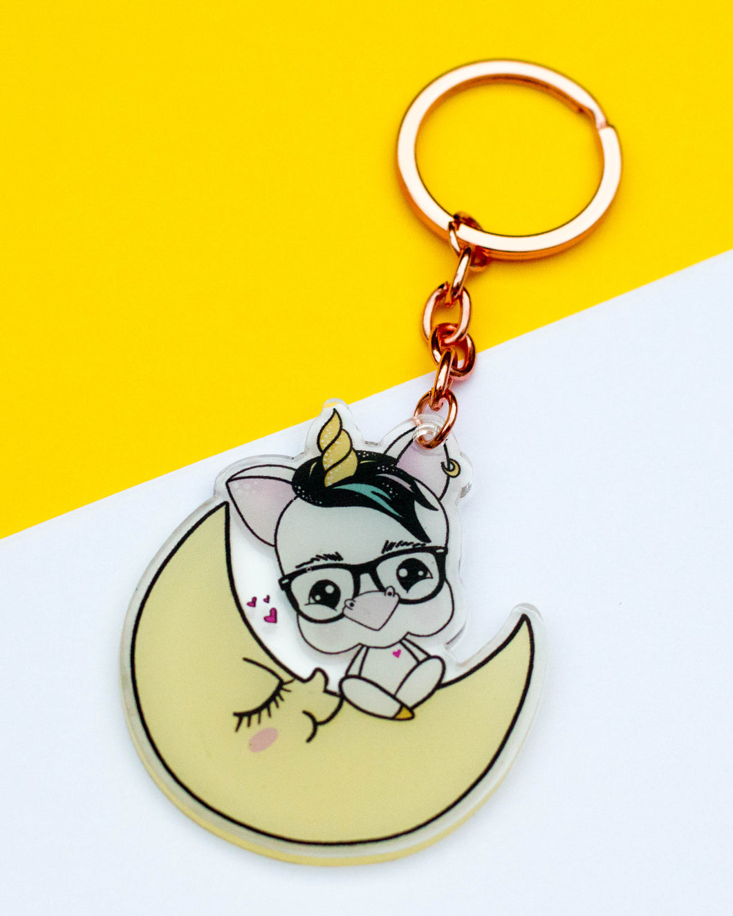 Llavero metacrilato Unicornio Lolo media luna