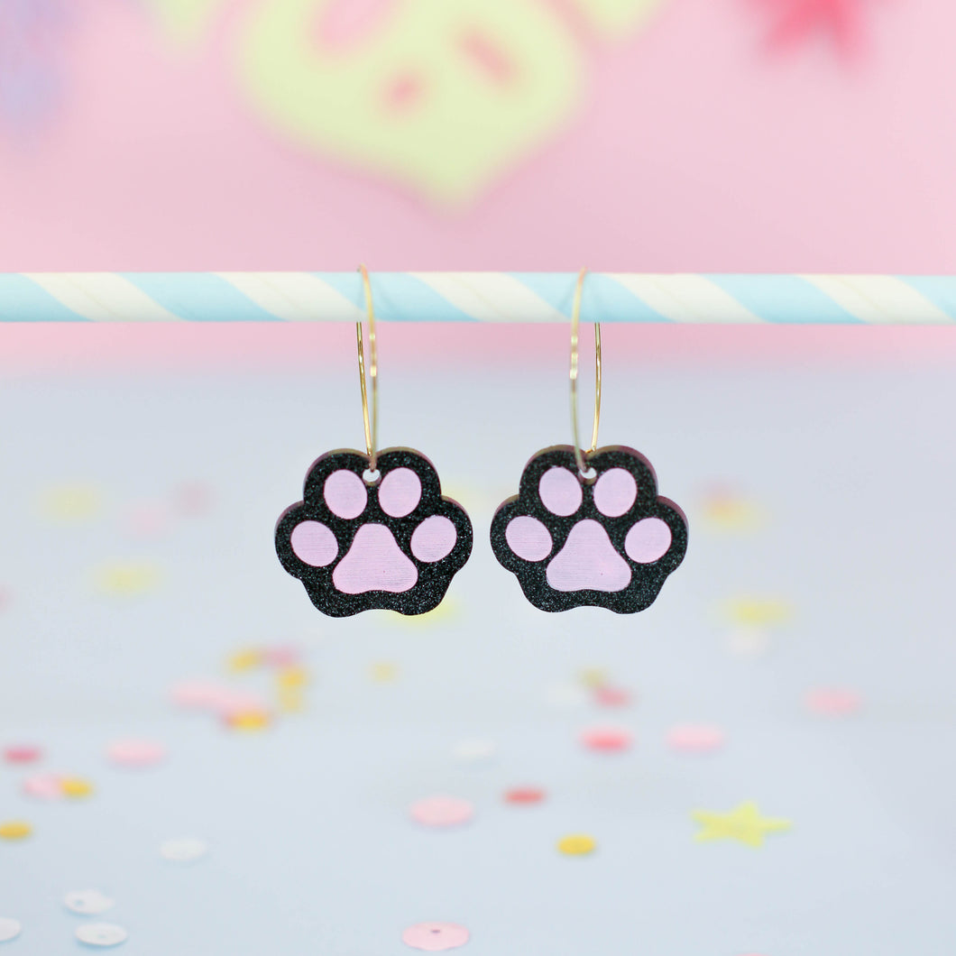 Pendientes Patita miau miau negro