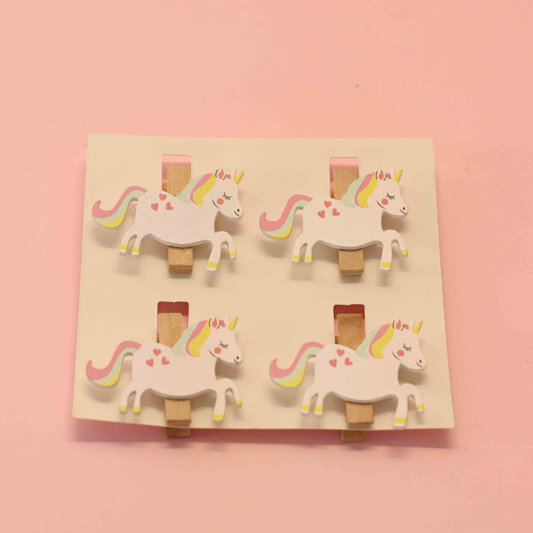 Pinzas de madera unicornio - Dulce Decoración