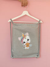 Cargar imagen en el visor de la galería, Mochila gris de algodón unicornio Aduchis cookie
