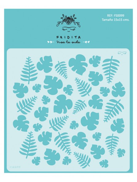 RAMAS Y HOJAS TROPICALES AL SOLECITO - STENCIL 15X15CM