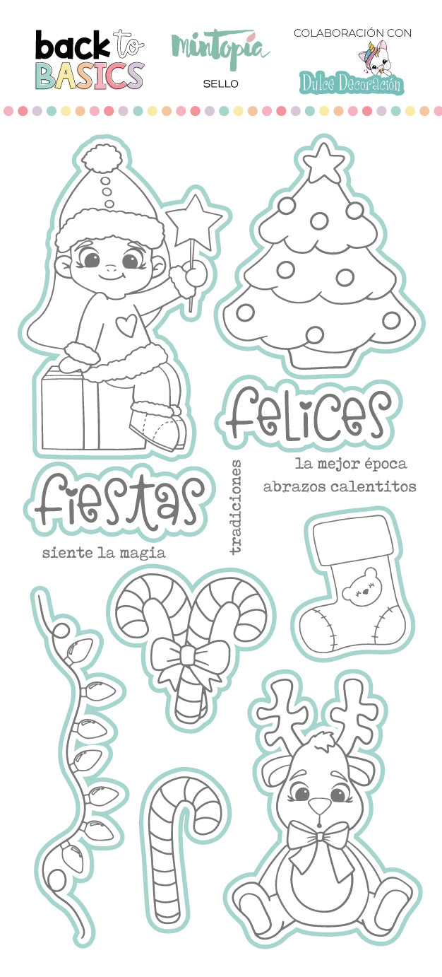 Sello y troquel Felices Fiestas by Dulce Decoración Back to Basics de Mintopía